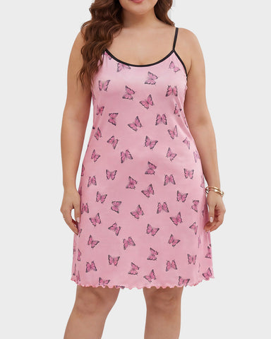 Sexy Butterfly Print Cami Sleep Dress