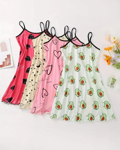 Sexy Butterfly Print Cami Sleep Dress