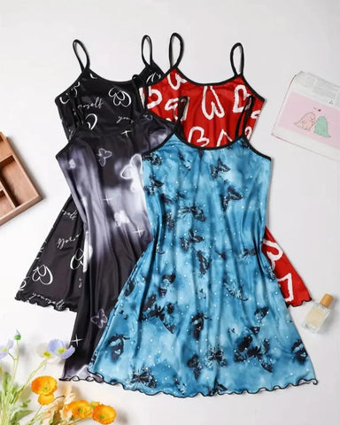 Sexy Butterfly Print Cami Sleep Dress