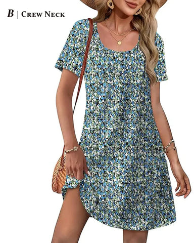Summer 2026 Women’s V-Neck Casual Short Sleeve Dress Beach Wedding Vacation Wear