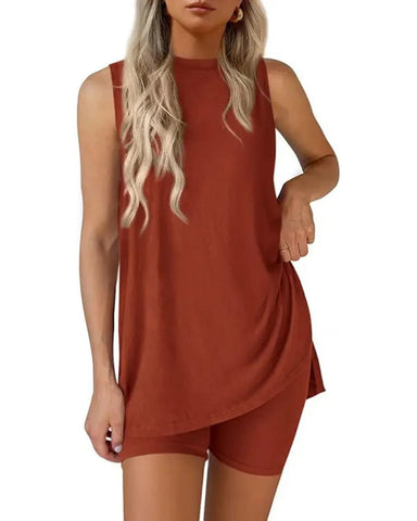 Sleeveless 2 Piece Set Summer Lounge Shorts Casual Travel Homewear