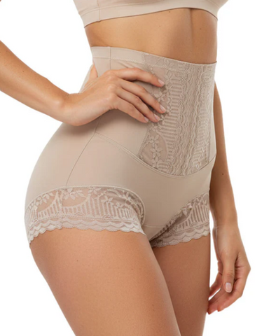 Women’s High-Waisted Lace Shaping Briefs with Tummy Control and Butt Lift (3-Pack)