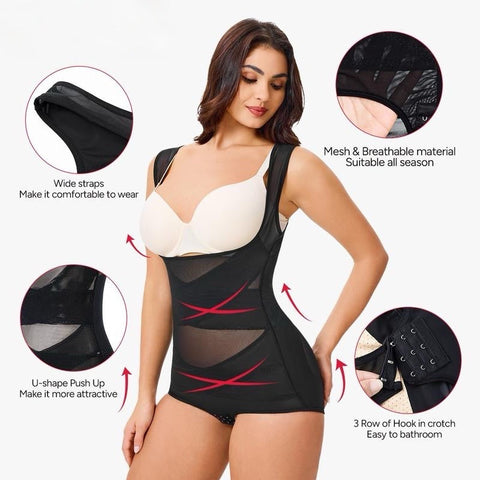 Shapejelly Shapewear Bodysuit Mesh Breathable, Invisible Tummy Control