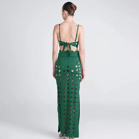 Laser Cutting Circularity Bikini Swimsuit and Split Skirt