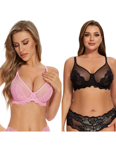 2-Pack Full Coverage Lace Minimizer Bras