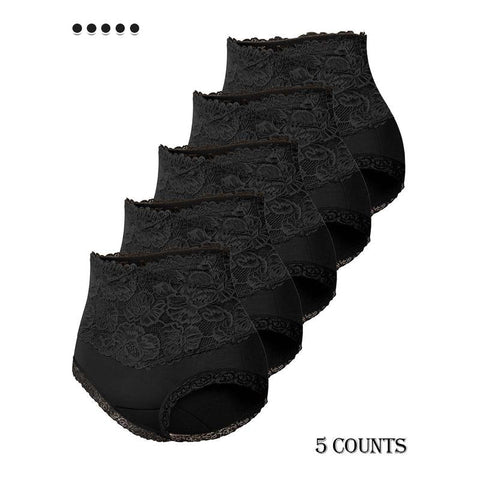 Comfy Everyday High-Waist Panties with Lace Trim, 5-Pack