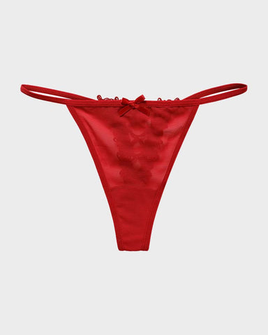 Lace-Trim Mesh V-String Panty