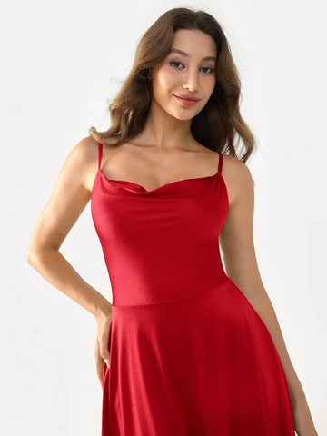 Shapewear Strappy Cowl Neck Tummy Control Flare Dress