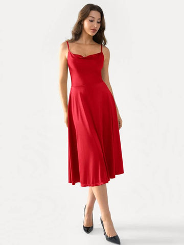 Shapewear Strappy Cowl Neck Tummy Control Flare Dress
