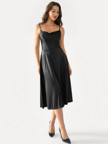 Shapewear Strappy Cowl Neck Tummy Control Flare Dress