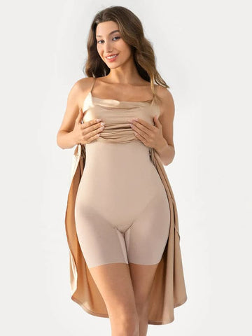 Popilush® Shapewear Strappy Cowl Neck Tummy Control Flare Dress