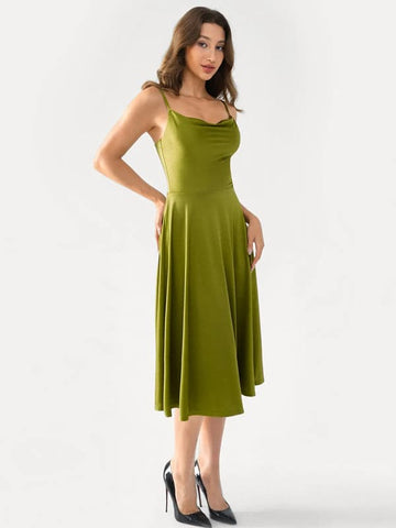 Popilush® Shapewear Strappy Cowl Neck Tummy Control Flare Dress