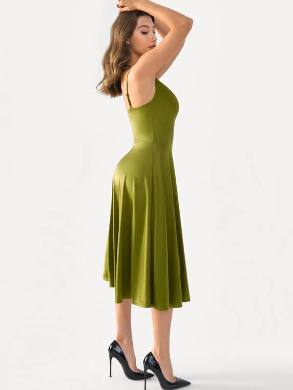 Popilush® Shapewear Strappy Cowl Neck Tummy Control Flare Dress
