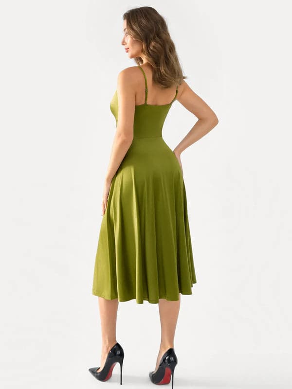 Popilush® Shapewear Strappy Cowl Neck Tummy Control Flare Dress