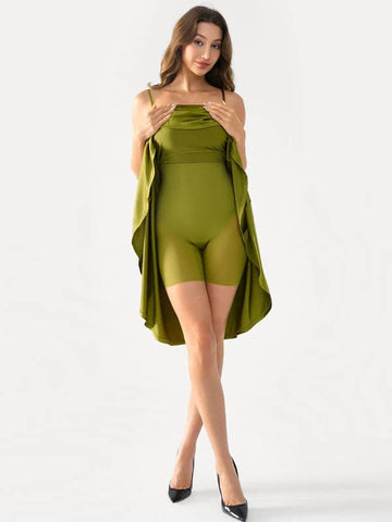 Popilush® Shapewear Strappy Cowl Neck Tummy Control Flare Dress