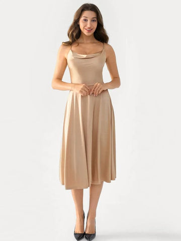 Popilush® Shapewear Strappy Cowl Neck Tummy Control Flare Dress