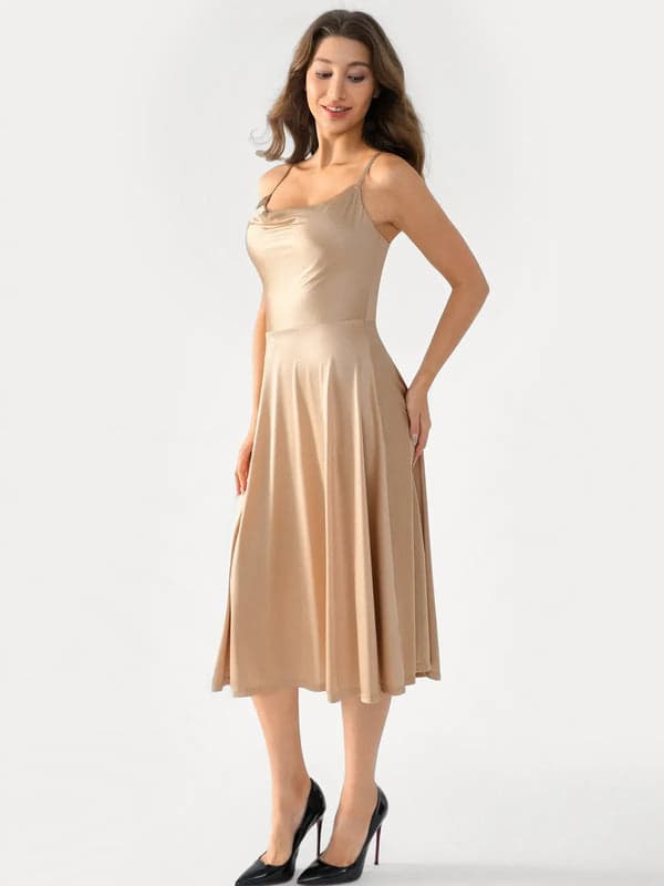 Popilush® Shapewear Strappy Cowl Neck Tummy Control Flare Dress