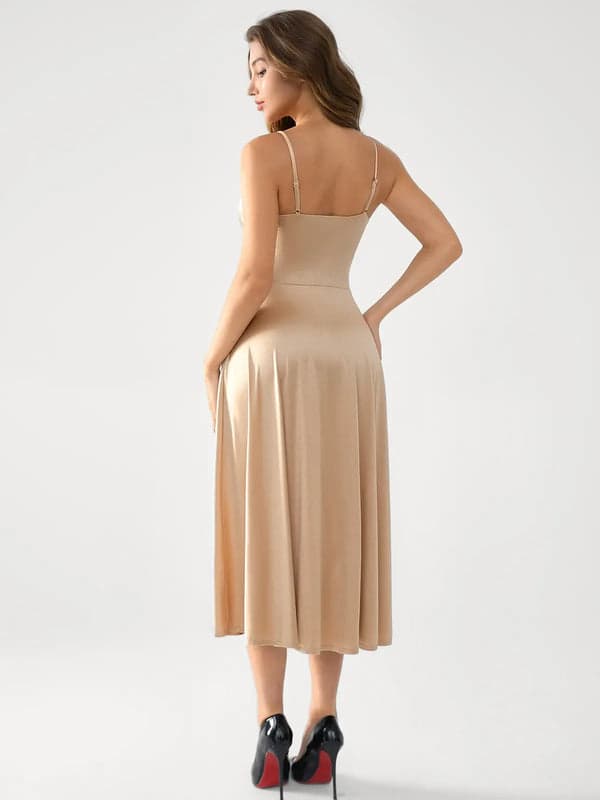 Popilush® Shapewear Strappy Cowl Neck Tummy Control Flare Dress
