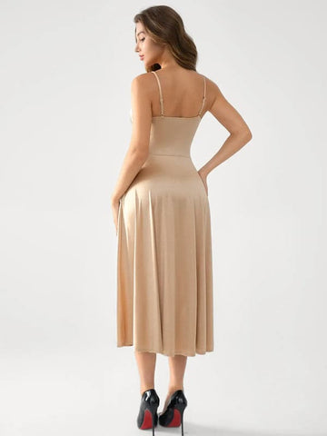 Popilush® Shapewear Strappy Cowl Neck Tummy Control Flare Dress