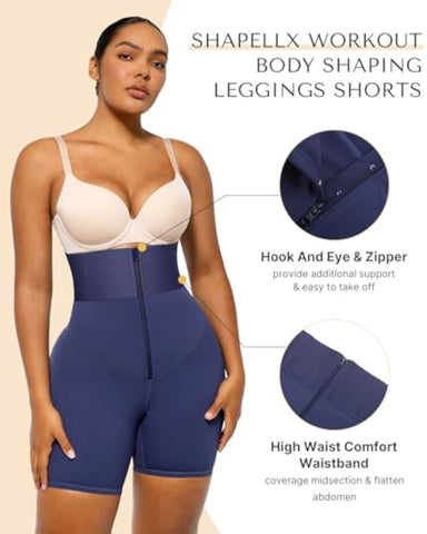 Shapejelly Women High Waist Leggings Tummy Control ElasticFuse Waistband Shaping Leggings Waist Trainer Yoga Pants