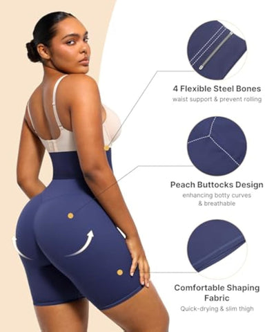 Shapejelly Women High Waist Leggings Tummy Control ElasticFuse Waistband Shaping Leggings Waist Trainer Yoga Pants