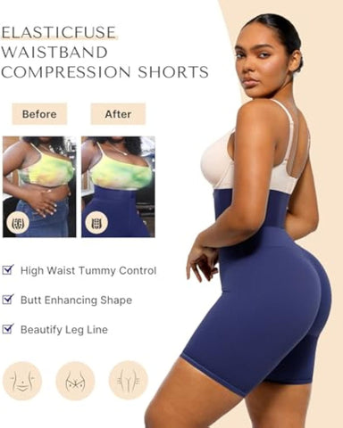 Shapejelly Women High Waist Leggings Tummy Control ElasticFuse Waistband Shaping Leggings Waist Trainer Yoga Pants